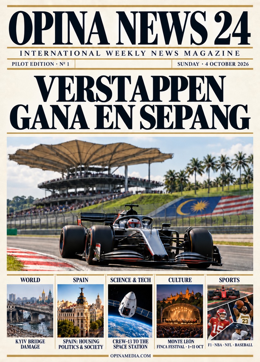 Portada original de OPINA NEWS 24: Verstappen gana en Sepang