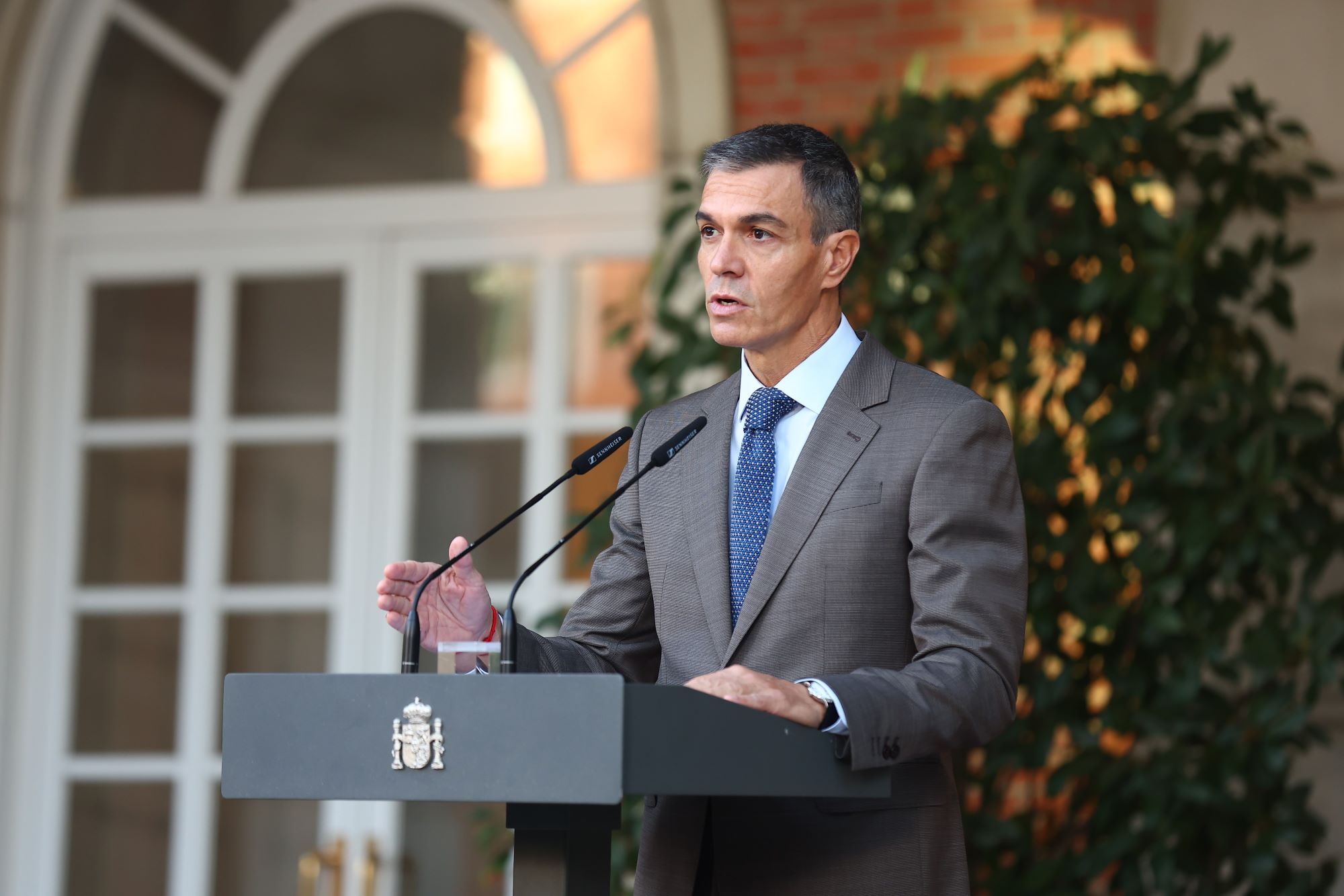 Pedro Sánchez durante su declaración institucional del 5 de octubre de 2026